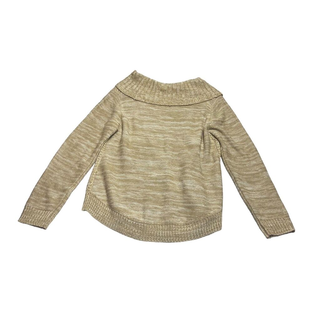 It's Our Time Sweater Women's Large Beige Tan Cable Knit Cowl Neck Long Sleeve - Picture 3 of 8